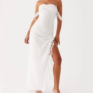 Peppermayo Elegant White Off-Shoulder Dress